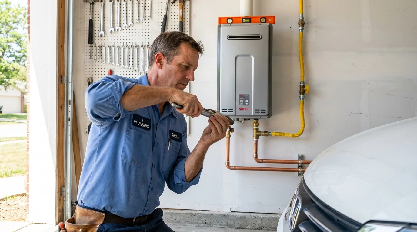 Tankless water heater installation by a Johns Plumbing LLC plumber in Cuero